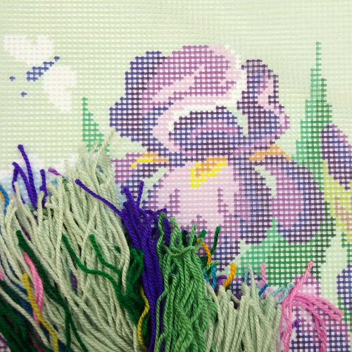 Blue Irises — Embroidery Kit 16″ × 16″ by Brvsk